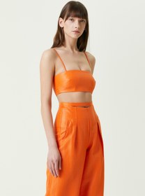 Resim Turuncu İnce Askılı Crop Bluz 