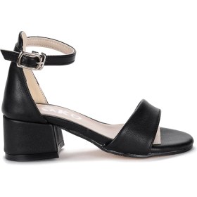 Resim Kiko Kids Sheila Cilt Günlük Kız Çocuk 4 cm Topuklu Sandalet Abiye Ayakkabı Siyah 