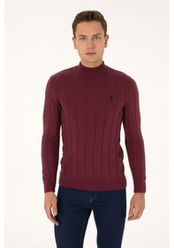 Resim U.S. Polo Assn. Erkek Slim Fit Boğazlı Yaka Bordo Kazak 50315019-VR177 