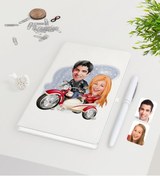 Resim Bk Gift Kişiye Özel Sevgililer Karikatürlü Beyaz Defter Kalem Seti-12 