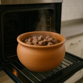 Resim Elviora Doğal Toprak Güveç Tencere 2L , Kapak Hediyeli, Ocak & Fırın Uyumlu, 3 Yıl Garantili 