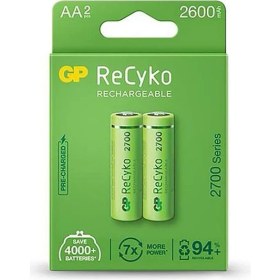 Resim Gp Recyko GP270AAHCE-2EB2 2600 Mah Şarj Edilebilir Aa Kalem Pil 2'li Paket 