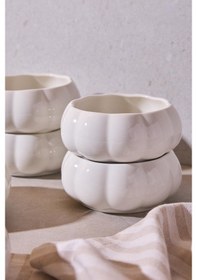 Resim Pumpkin Porselen 6'lı Kase Seti Dekoratif Ergonomik Çok Amaçlı Meze Ve Sunum Kaseleri Beyaz Beyaz 
