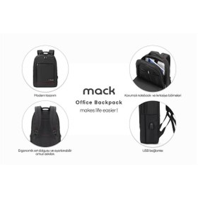 Resim TREND Mack MCC-006 15.6" Office USB Girişli Notebook Sırt Çantası Siyah 