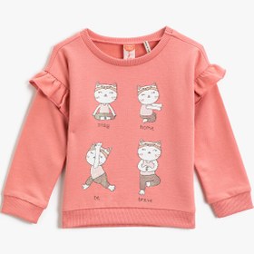 Resim Kız Bebek Pamuklu Bisiklet Yaka Baskılı Sweatshirt 