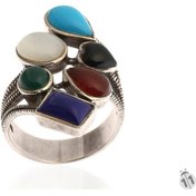 Resim Mineral Takı Garnet, Jade, Turkuaz, Onyx, Sedef El Isi Yüzük 