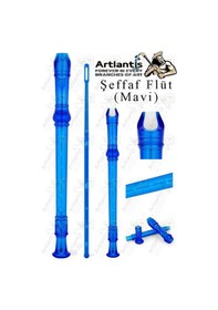 Resim Şeffaf Flüt Blok 1 Adet Renkli Blok Fülüt Şeffaf Abs Plastik 3 Parça Kaliteli Net Ve Yüksek Ses Kalitesi Fülüt Mavi 