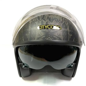 Resim Citycoco Grafiti Desenli Çift Vizörlü Motosiklet Yarım Açık Kask 