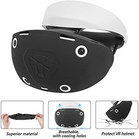 Resim GEEKRIA Silicone Cover Protective Compatible with PS VR2, Playstation VR 2 Helmet Full Wrap Silicone Protective Sleeve Glasses Protective Cover Gaming Accessories (Black) 