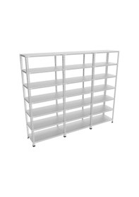 Resim Raf Burada 7 Katlı 3'lü Galvaniz Çelik Raf - Depo, Arşiv, Kiler, Dosya, Market Rafı-43x75 cm-300 cm-0.70 mm 
