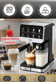 Resim Sinbo Cappuccino Latte Espresso 20 Bar 1.5L Profesyonel Otomatik Espresso Makinesi SCM-2996Pro 