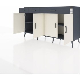 Resim Hyperion Konsol 4 Raflı 3 Çekmeceli 4 Kapaklı 176x44x99 Antrasit-aytaşı/antrasit Antrasıt/aytası - Antrasıt 