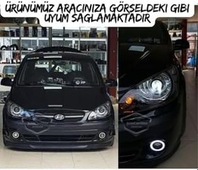 Resim Hyundai Getz 2002-2011 Uyumlu Mercekli Angel Sis Farı Metal 76 Mm Turuncu Halkalı Gündüz Farı 2 Adet 