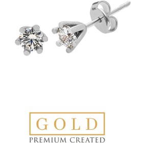 Resim So Chic Beyaz Altın Sertifikalı Premium Created Taşlı Tektaş Küpe 