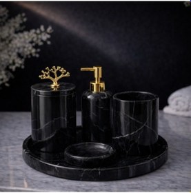 Resim Toros 5 Li Mermer Banyo Seti Siyah 