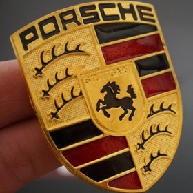 Resim Porsche Logo Kaput Body 3M Gold Metal Logo Amblem Arma 
