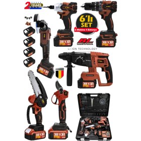 Resim Staxx Power 10PILLI 4 Akülü 388VF Bl Motor Kırıcı Delici + Taşlama + Somun Sökme + Dal Budama + Matkap Makas Set 
