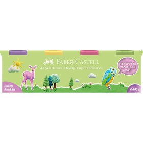 Resim Faber-Castell Oyun Hamuru 4 Renk,4x100 gr, Pastel Tonlarda Güvenli,Yumuşak Hamur,Eğlenceli Hamur Seti 