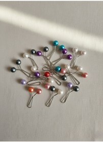 Resim MY VİNTAGE Eşarp, Türban, Şal, Klipsi 24 Adet Tesettür Eşarp Ve Şal Klipsi - İnci Tasarım -Renkli 
