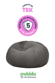 Resim Mobidu Soft Plum Armut Koltuk – Fitilli Kadife - 5 Yıl Garanti - Gri 
