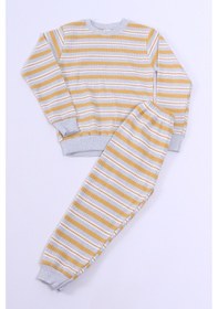 Resim Hçm Erkek Çocuk Pijama Takımı Çizgili Ribanalı A35 Sarı 