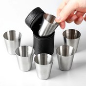 Resim 6 adet/takım Dış Mekan Pratik Seyahat Paslanmaz Çelik Bardaklar Mini Set Bardaklar Kılıf ile Taşınabilir İçecekler 30ml Babalar Günü Hediyesi 