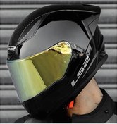 Resim Ls2 Rapıd 2 Race Parlak Siyah Full Face Motosiklet Kaskı Gold Camlı Siyah 