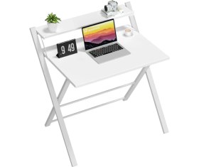 Resim Ayz Bodo Metal Ayaklı Laptop Masası Katlanır Çalışma Masası Raflı Masa Katlanır Laptop Sehpası Beyaz - Beyaz 