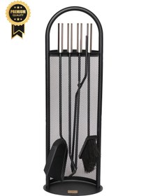 Resim Dodok Home Gümüş Lüx Ithal Tel Standlı Şömine-Soba Maşa Takımı 5'Li Set DH-SS47 