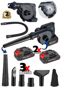 Resim Millian Çift Akülü Devir Ayarlı Şarjlı Hava Üfleme Çekme Toz Toplama Süpürge Makinesi + 3 Başlık Hediyeli 