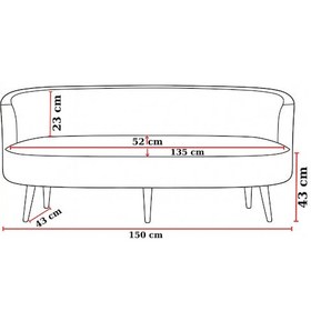 Resim Sydney Üçlü Koltuk Kanepe Deri Kumaş - Ahşap Ayak Ev & Ofis Kullanımı - Kırmızı Kırmızı 
