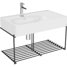 Resim Equal 64084 Lavabo Ünitesi, 80 cm, Raflı, Beyaz 