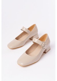 Resim Aska Shoes St-006 Rugan/cild/süet Günlük 4 Cm Topuklu Bayan Ayakkabı Bej Rugan 