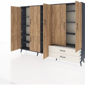 Resim Arges Dolap 12 Raflı 2 Çekmeceli 7 Kapaklı 220x30x163 Antrasit-ça Antrasit-çam/aytaşı 