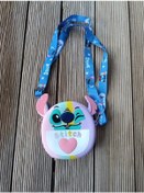 Resim Çanta Silikon Stitch Karakter Figür Stiç Popit Çocuk Ayarlanabilir İp Askı Omuz Çantası Gökkuşağı 