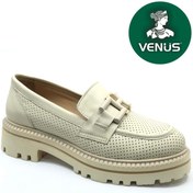 Resim Venüs Rigel Hakiki Deri Ortopedik Oxford Kadın Deri Klasik Ayakkabı BEJ 