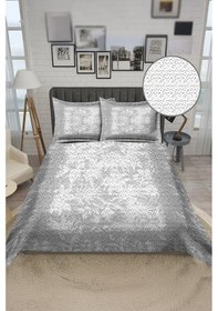 Resim Parlak Kadife Kumaş Kapitoneli Çift Kişilik Yatak Örtüsü Seti 3 Parça Cky0071 Renkli 