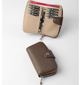 Resim Cengiz Pakel Desenli Orta Boy Kadın Cüzdan - 65306a - Kahve/vizon 65306a-kahve-vizon 