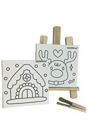 Resim ChildGen Minik Sanatçı Seti - Şövale 2'li Baskılı Tuval ve 2'li Fırça 