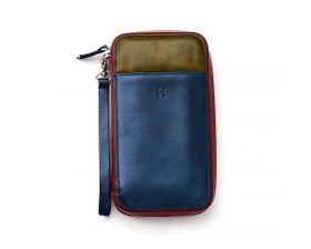 Resim Carlyle Erkek Deri Bilek Askılı Clutch Çanta - Lacivert Haki 