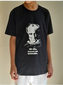 Resim Salar Ticaret Atatürk İmza Baskılı Çocuk Siyah Tişört Siyah 