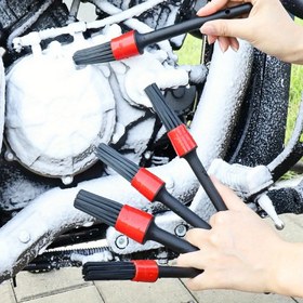 Resim 5 parça motosiklet tekerlek aralığı temizleme fırçaları seti, lastik jant temizleme fırçası aracı seti, lif malzeme ve profesyonel araç yıkama temizlik kiti. 5-25 adet temizleme fırçası 