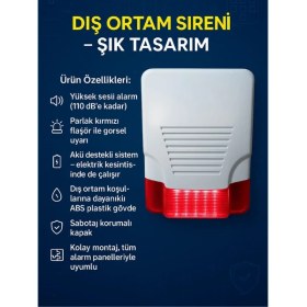 Resim OneTech Caydırıcı Siren Yüksek Sesli Flaşörlü Dış Ortama Dayanıklı Kolay Montaj Caydırıcı Alarm Sireni 