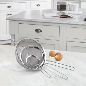 Resim Paslanmaz Çelik Pratik 3'lü Çay Süzgeci Sebze Makarna Un Süzgeç 10 12 14 cm 
