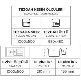 Resim Real Stone Real Stone P005 Troya 100 Antrasit Granit Mutfak Eviyesi Siyah 