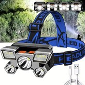 Resim Şarj Edilebilir 5 LED Kafa Lambası, Süper Parlak Kısılabilir USB Güç, Hafif Kamp, Balıkçılık, Seyahat için, ABS Malzeme, Lazersız, Tek Renkli, ≤36V Çalışma Voltajı 