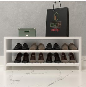 Resim Kenzlife Kapaklı Ayakkabılık Bosnevi Mat Beyaz Suntalam 035 080 30 Sekiz Çift Ayakkabı Kapasitesi Arkalıksız Beyaz 