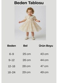 Resim Cantoy Bebek Krem Payet İşlemeli Bebe Yaka Dantelli Prenses Elbise Organik 