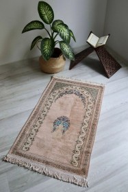 Resim Çeyizlik Astarlı Lüks Seccade Hediyelik S1019 Siyah Krem 