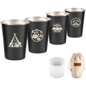 Resim Dianziye 4'lü Paslanmaz Çelik Bira Bardağı Seti - 350ml Siyah + Silikon Kılıf Ve Saklama Çantası Siyah 